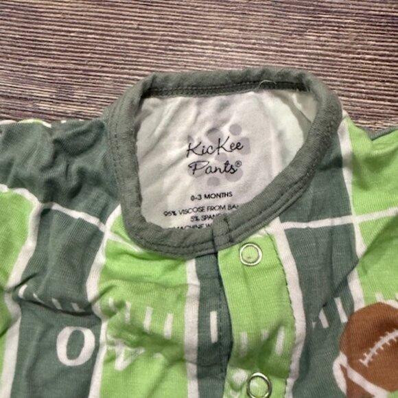 KicKee Pants 0-3 Months Footie Pajamas Football Print - Picture 3 of 4